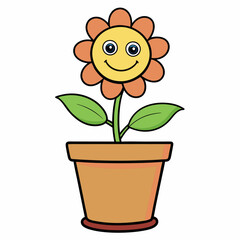 Flower in a pot vector illustration,  flower vector art, flower silhouette, flower in a pot