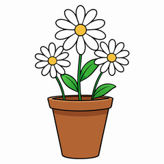 Flower in a pot vector illustration,  flower vector art, flower silhouette, flower in a pot