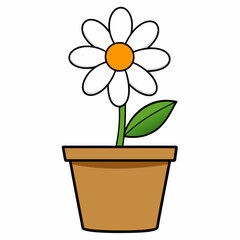 Flower in a pot vector illustration,  flower vector art, flower silhouette, flower in a pot
