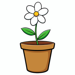 Flower in a pot vector illustration,  flower vector art, flower silhouette, flower in a pot