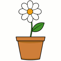 Flower in a pot vector illustration,  flower vector art, flower silhouette, flower in a pot