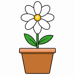 Flower in a pot vector illustration,  flower vector art, flower silhouette, flower in a pot