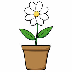 Flower in a pot vector illustration,  flower vector art, flower silhouette, flower in a pot