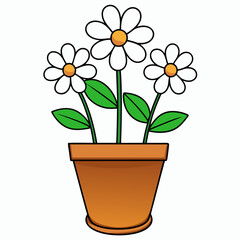 Flower in a pot vector illustration,  flower vector art, flower silhouette, flower in a pot