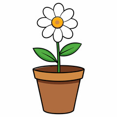 Flower in a pot vector illustration,  flower vector art, flower silhouette, flower in a pot