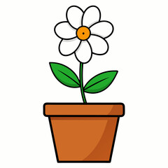 Flower in a pot vector illustration,  flower vector art, flower silhouette, flower in a pot