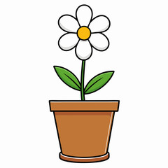 Flower in a pot vector illustration,  flower vector art, flower silhouette, flower in a pot