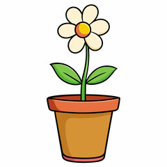 Flower in a pot vector illustration,  flower vector art, flower silhouette, flower in a pot