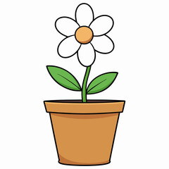 Flower in a pot vector illustration,  flower vector art, flower silhouette, flower in a pot