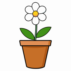 Flower in a pot vector illustration,  flower vector art, flower silhouette, flower in a pot
