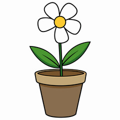 Flower in a pot vector illustration,  flower vector art, flower silhouette, flower in a pot