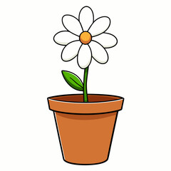 Flower in a pot vector illustration,  flower vector art, flower silhouette, flower in a pot