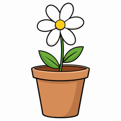 Flower in a pot vector illustration,  flower vector art, flower silhouette, flower in a pot