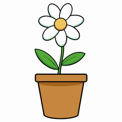 Flower in a pot vector illustration,  flower vector art, flower silhouette, flower in a pot