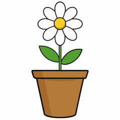 Flower in a pot vector illustration,  flower vector art, flower silhouette, flower in a pot