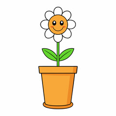 Flower in a pot vector illustration,  flower vector art, flower silhouette, flower in a pot