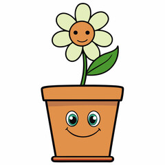 Flower in a pot vector illustration,  flower vector art, flower silhouette, flower in a pot