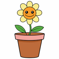Flower in a pot vector illustration,  flower vector art, flower silhouette, flower in a pot