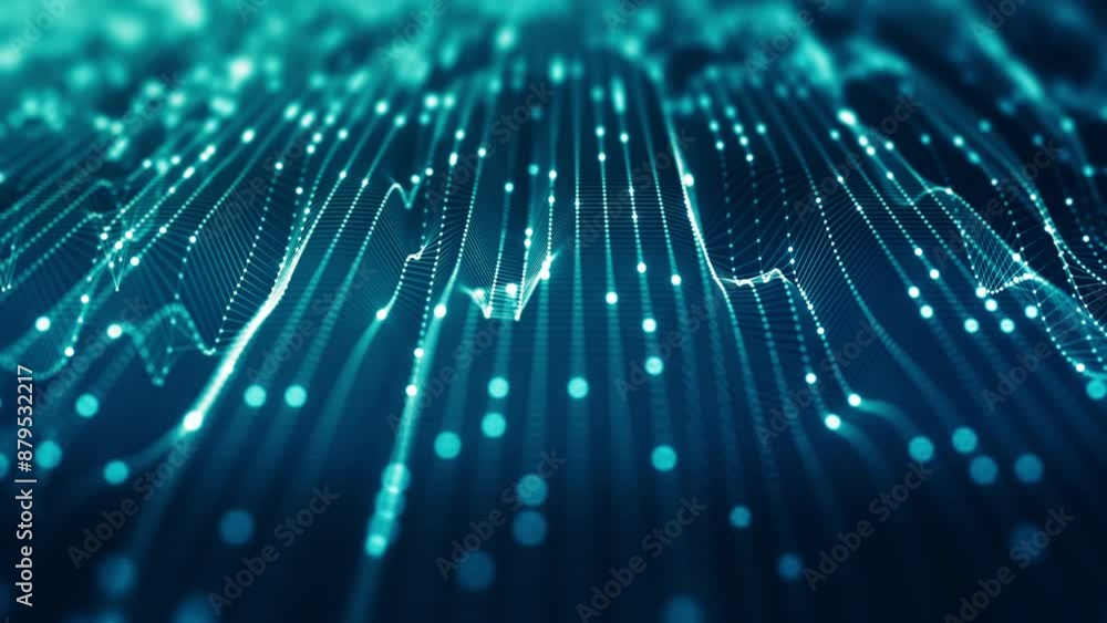 Poster abstract connected dots and lines on blue background. communication and technology network concept w