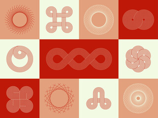 和風な幾何学的な線のデザイン素材	