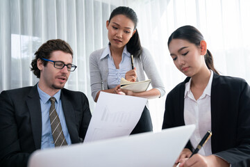 Diverse of business people from various ethnic group working in modern office environment....