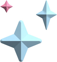 3D 4 point stars pink and blue pastel