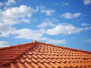 Naklejka premium a roof with a blue sky and clouds