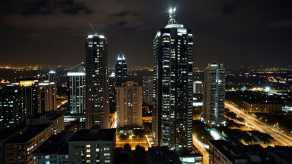 Stunning Night View Of Illuminated City Skyline