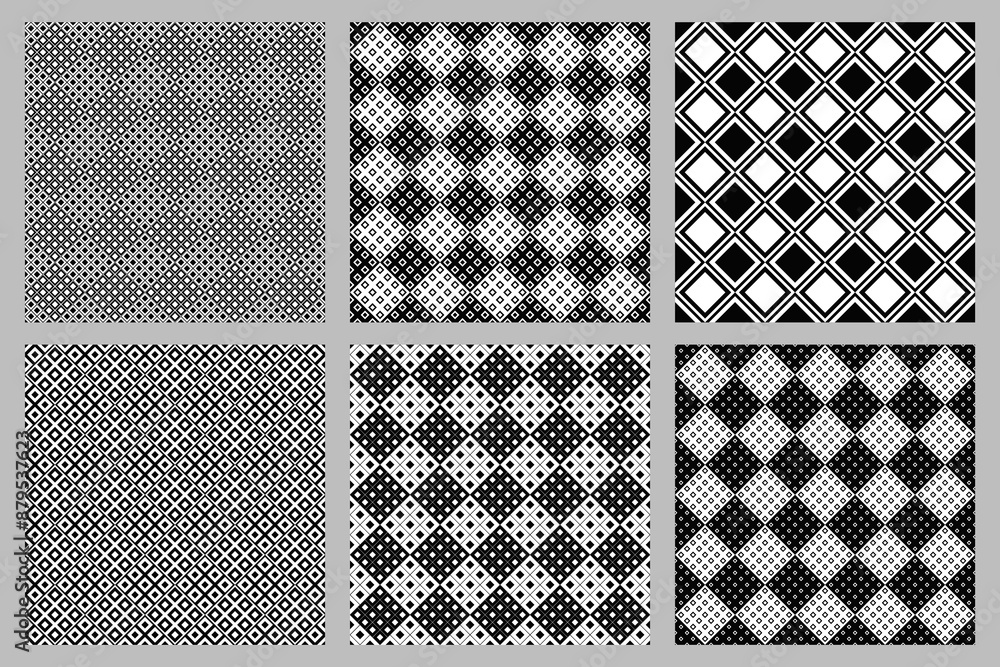 Poster square pattern background set - abstract vector designs from diagonal squares