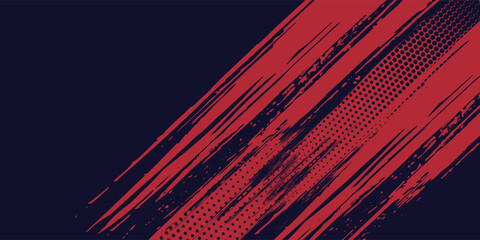 Red halftone dots blue color pattern gradient grunge texture background. Dot pop art comic sport style vector illustration