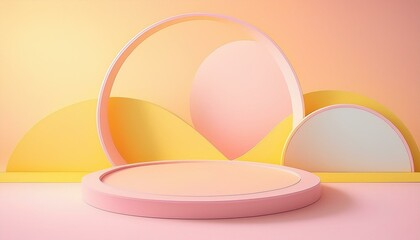 Fototapeta premium Elegant Pastel Banner: Circle Effect with Pink and Yellow Gradient