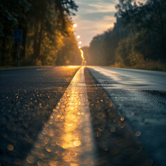 Serene Forest Road at Sunrise
