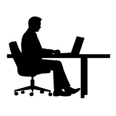 silhouette  of a man working on a laptop