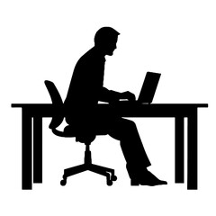 silhouette  of a man working on a laptop