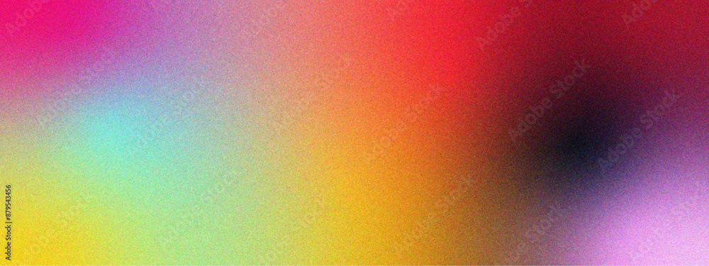 Poster Abstract Blurred rainbow background with Soft gradient backdrop. Pastel colors gradient mesh, rough, grain and noise. Foil shimmer with colorful bright spots.