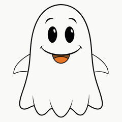 Ghost vector illustration,  spooky vector art, ghost silhouette, Mushroom cap on ghost's head