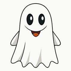Ghost vector illustration,  spooky vector art, ghost silhouette, Mushroom cap on ghost's head