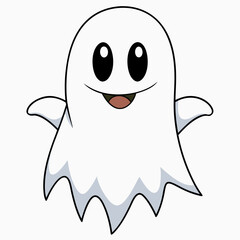 Obraz premium Ghost vector illustration, spooky vector art, ghost silhouette, Mushroom cap on ghost's head