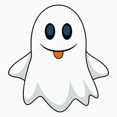 Ghost vector illustration,  spooky vector art, ghost silhouette, Mushroom cap on ghost's head
