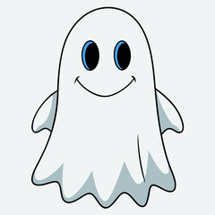 Ghost vector illustration,  spooky vector art, ghost silhouette, Mushroom cap on ghost's head