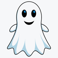Ghost vector illustration,  spooky vector art, ghost silhouette, Mushroom cap on ghost's head