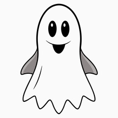 Ghost vector illustration,  spooky vector art, ghost silhouette, Mushroom cap on ghost's head