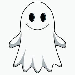 Ghost vector illustration,  spooky vector art, ghost silhouette, Mushroom cap on ghost's head