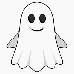 Ghost vector illustration,  spooky vector art, ghost silhouette, Mushroom cap on ghost's head