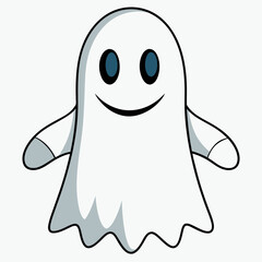 Ghost vector illustration,  spooky vector art, ghost silhouette, Mushroom cap on ghost's head