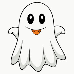 Ghost vector illustration,  spooky vector art, ghost silhouette, Mushroom cap on ghost's head