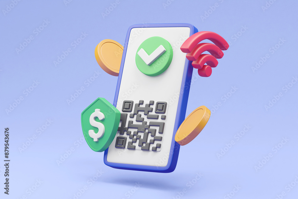 Aufkleber a detailed 3d render illustrating the convenience and security of making payments through qr code sc