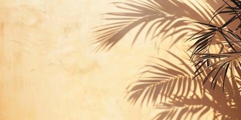 A palm tree silhouette against a wall with a dramatic shadow
