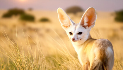 Fennek W&uuml;stenfuchs im Abendlicht 