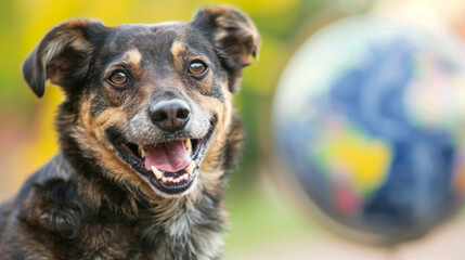 A close-up shot of a dog smiling for the camera on World Animal Day